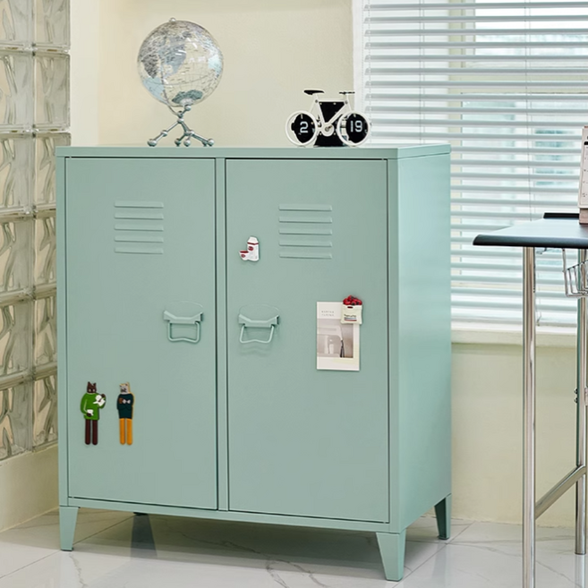 이센시아 모던 철제캐비넷 사물함 락카장 캐비닛 미니사물함, 2단, 그린