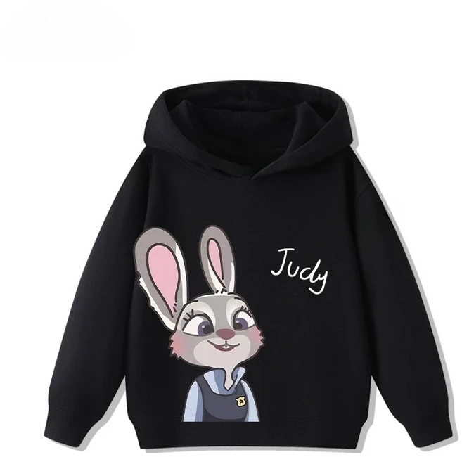Zootopia 공동 브랜드 아동복 만화 토끼 주디 닉 아동용 후드티 가을 겨울 따뜻한 상의, 05 110, 03 10