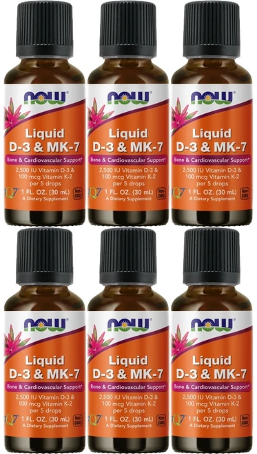 나우푸드 고흡수 리퀴드 비타민 D3 앤 K2 MK7 액상 액체, 6개, 30ml - 쿠팡