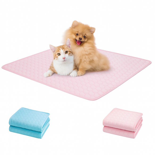 강아지 고양이 빨아쓰는 쿨매트 방석 대형 쿨패드 냉감매트, 2개, 핑크