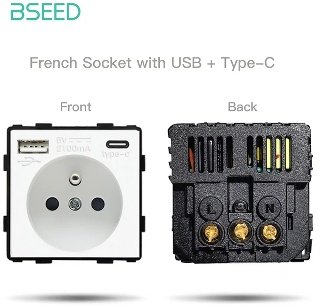 BSEED 와이파이 스마트 온도 조절기 전기 보일러 물 바닥 난방 중앙 컨트롤러 유리 패널 소켓 스위치 DIY, 01 EU 표준, 17 Frh Type-c