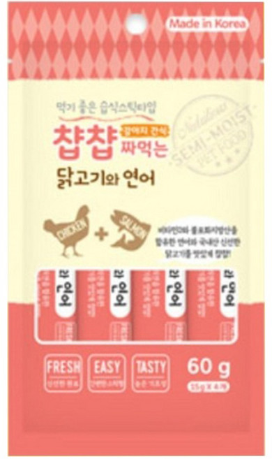 짜먹는 애견 간식 닭고기 연어 60g 10개 기호성좋은캔, 혼합맛(닭고기/연어)