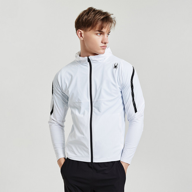 [스파이더 본사 직영] 남성 헥센 쿨링 4WAY 스트레치 후드 집업 SPJPCNFT203MWHT