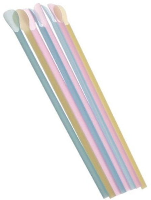 테이크아웃 스푼 스트로우 / 컬러혼합 500개 주걱빨대 스푼형빨대 일자빨대 일회용빨대 스토로우 슬러쉬빨, 1개