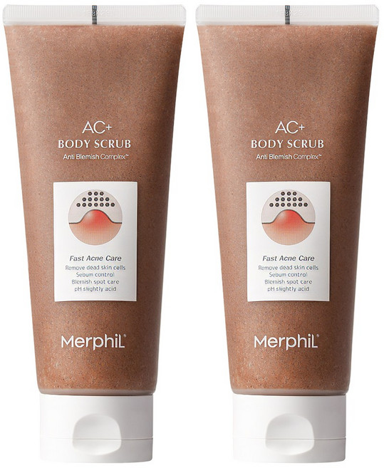 메르필 허가받은 등드름 개선 / 각질제거 AC+바디스크럽 / 약산성 저자극, 200g, 2개