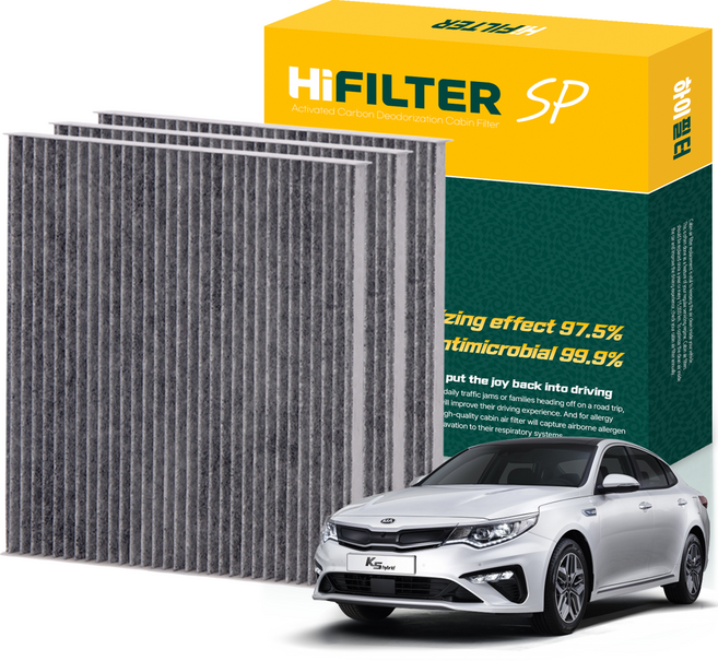 하이필터 기아 자동차 K5 활성탄 에어컨필터, 3개, 더 뉴 K5 HEV (JF PE) HI-B002