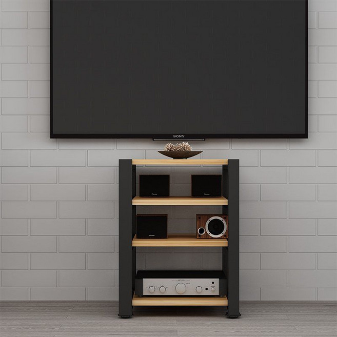 오디오 장식장 철제 랙 수납장 선반 av장 앰프 모던 안방 받침대, 4단 오크