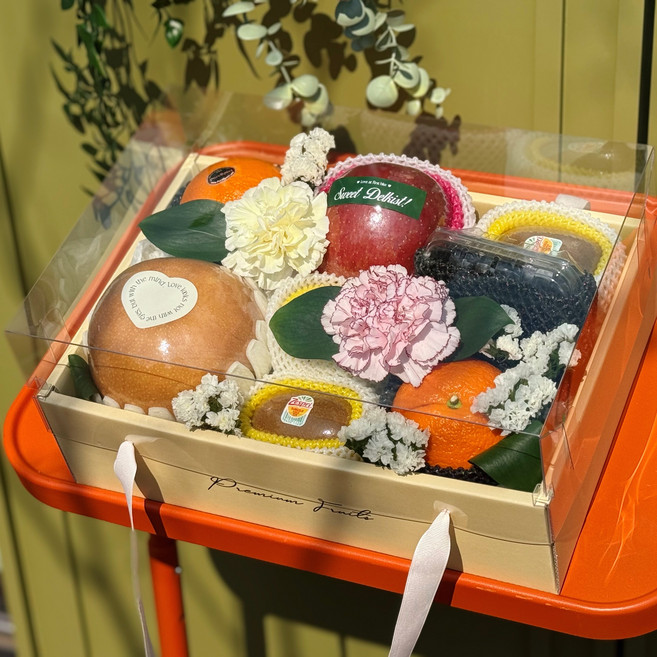 [델키스트]쁘띠플라워 꽃 과일 선물 세트 상견례 병문안 승진 출산 백화점 축하, A. 쁘띠 플라워 선물, 1개