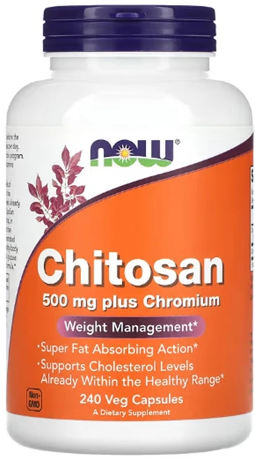 NOW Chitosan 500mg plus Chromium 나우 키토산 크롬 키틴 키토산음식 키토산효능 120캡슐 2통, 240정, 2개 - 쿠팡