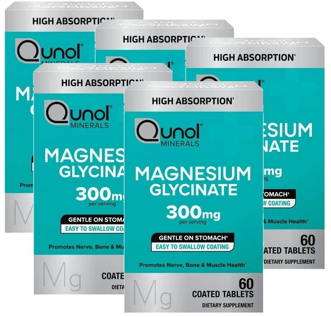 퀴놀 마그네슘 글리시네이트 300mg Qunol Magnesium Glycinate, 5개, 60정 - 쿠팡