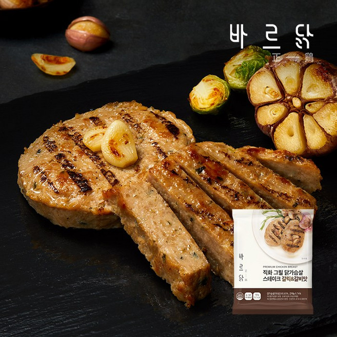 바르닭 직화그릴 닭가슴살 스테이크 갈릭&갈비맛, 28개, 100g