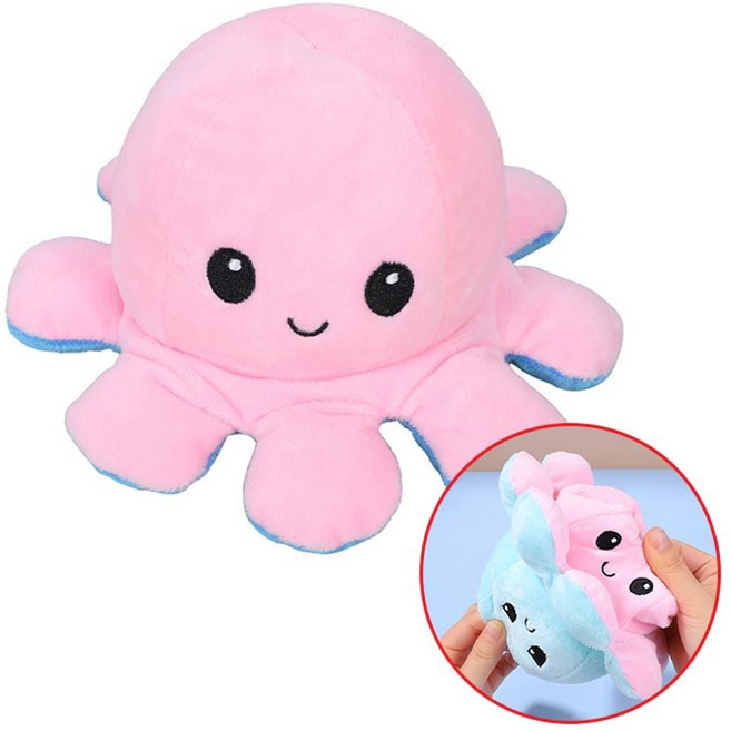 양면 기분 표정 리버시블 문어 인형 DD-10812, 2_옐로우오렌지