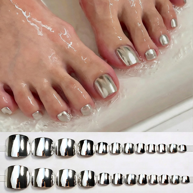 MoodroAll 셀프 네일 자석젤 패디팁 24p, 1개, 010. 리퀴드 실버