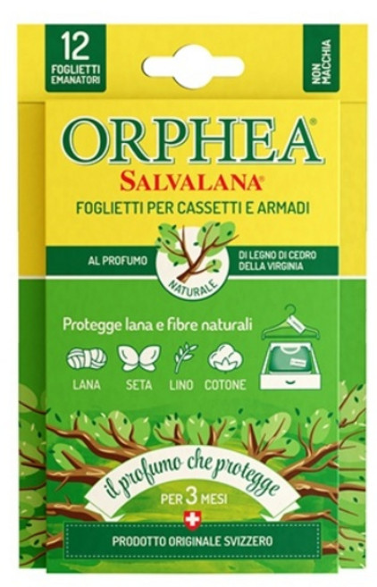 오르페아 스위스 옷장방향제 서랍장 및 옷걸이용(삼나무향) 12매입, 7.8g, 1개, 삼나무향