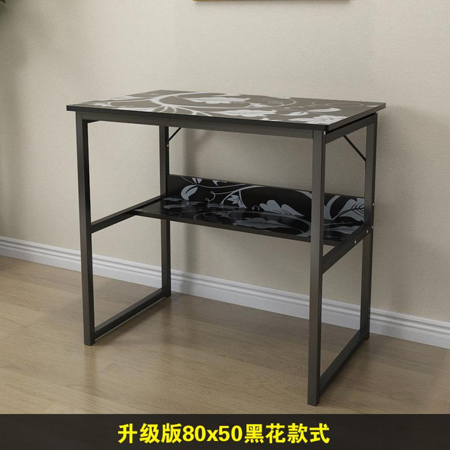 이케아미니책상 미케 컴퓨터 책상 테이블 기숙사 사무실 미니, 업그레이드 버전 80X50cm 검은 꽃 높이 74 이중