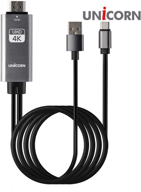 유니콘 USB C to HDMI 4K 미러링케이블 스마트폰 동시충전 TM-MHL9000C, 1개