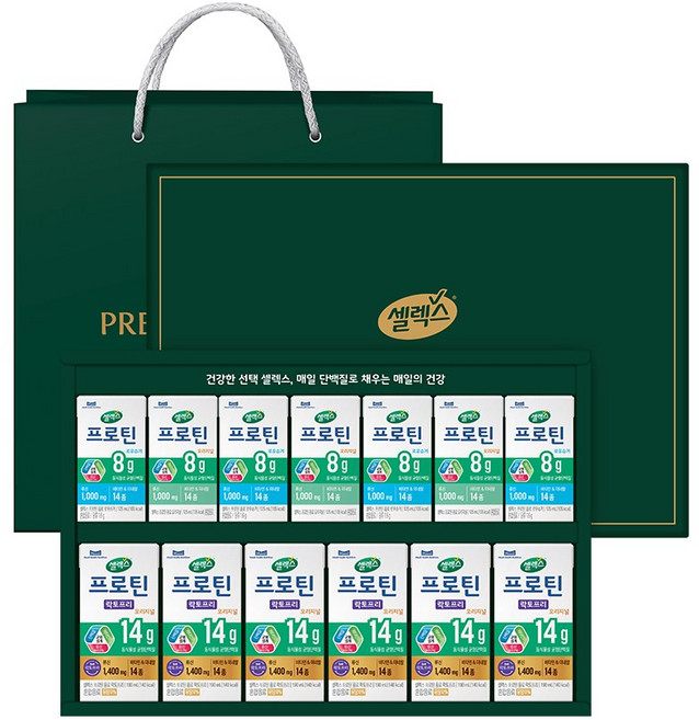 셀렉스 프로틴 음료 종합세트 1호(락토프리190ml 6팩+프로틴오리지널125ml 3팩+프로틴로우슈거125ml 4팩)
