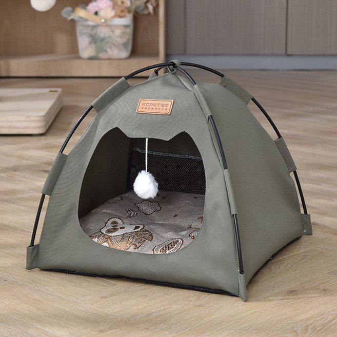 MH 반려동물 텐트 하우스 강아지 & 고양이 사계절 사용, 1개, 그린 고양이형