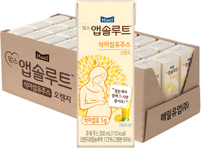 맘스앱솔루트 식이섬유 주스, 200ml, 24개