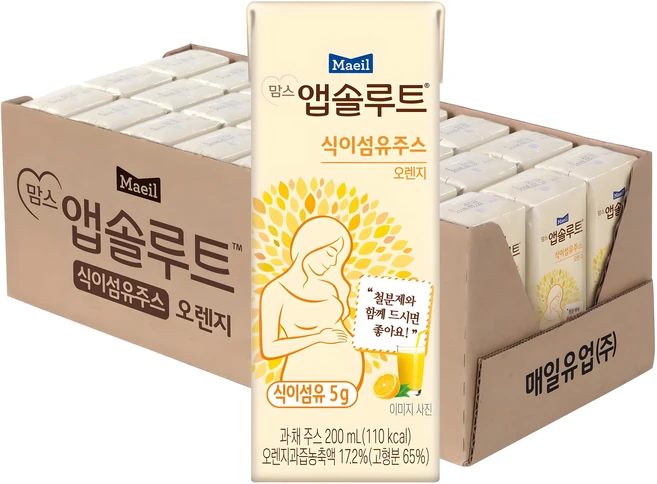 맘스앱솔루트 식이섬유 주스, 200ml, 24개 - 쿠팡