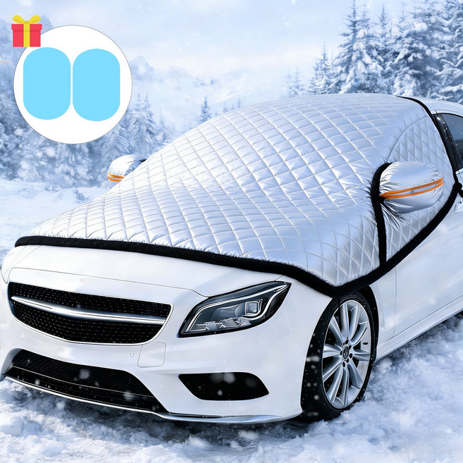 Clevoria 차량용 자석 성에방지커버 앞유리 눈덮개 방수 햇빛가리개 사이드미러커버 전차종 호환, 대형
