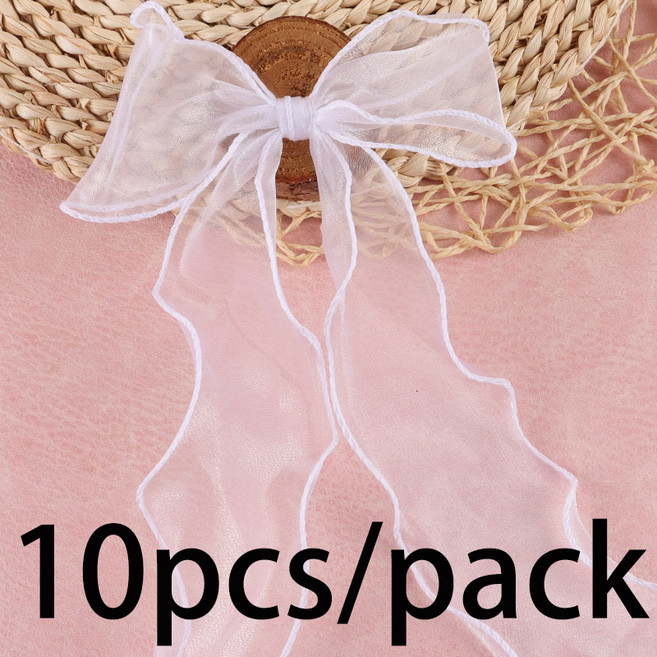 10벌/봉지 오르가나 리본 리본은 선물 포장 장식과 머리핀 제작 벽면 장식 모임 파티 장식 DIY 재료로 사용, 10개, white