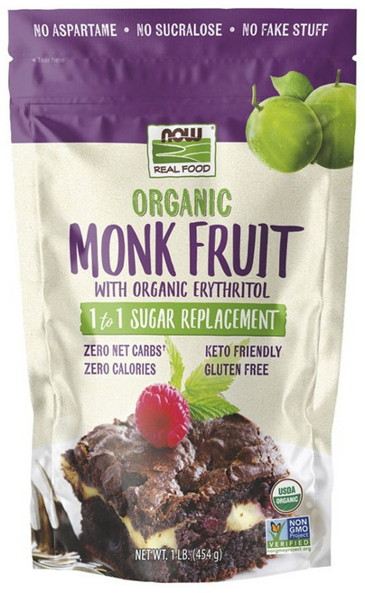 Now Real Food Monk Fruit 赤藻糖醇代糖, 1個, 454g