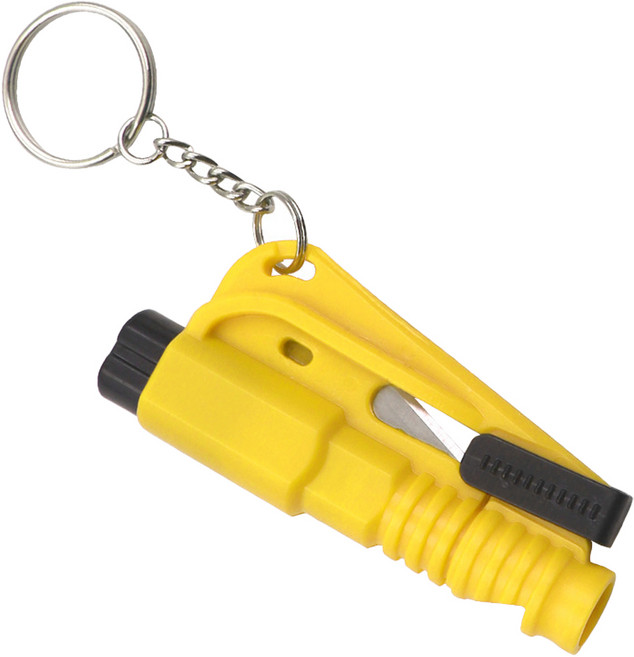 유리창깨기 자동차 안전용품 차량용망치 비상탈출 안전벨트커터, 옐로우, 1개