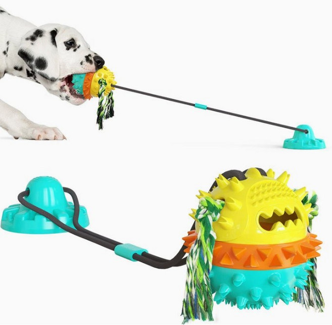 까마느 애견 부착 터그놀이 장난감 공놀이 삑삑이 치발기 공, 1개, 에메랄드