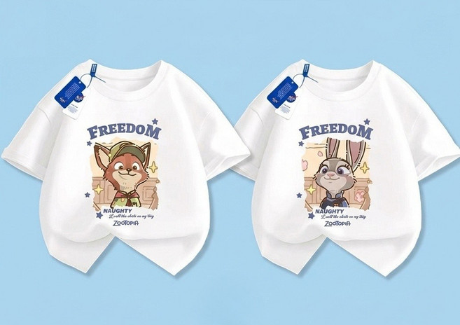 시밀러룩 여름 주토피아 캐릭터 아동 반팔 티셔츠 닉 주디 초등학생 주니어 순면 등교룩