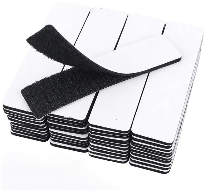 투데이리빙 40개 세트 초강력 찍찍이 벨크로 양면 테이프 붙이는 사각 접착 밴드 정리 탈부착 고정 패치, 블랙