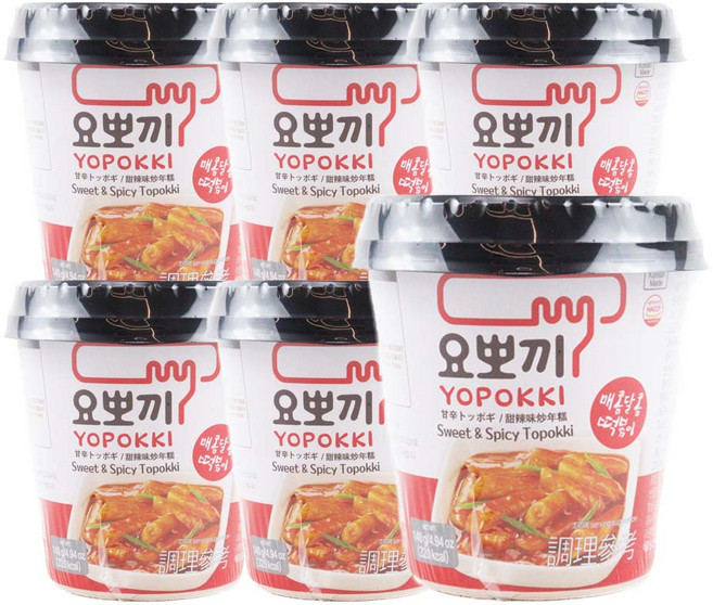 요뽀끼 매콤달콤 떡볶이 용기, 140g, 6개