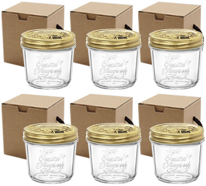 HHmall 보르미올리 콰트로 와이드 유리병 + 기프트박스 200ml 6세트, 6개