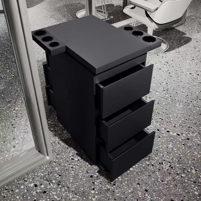 스텐 철제 미니 캐비넷 미송 작업대 스테인레스 수납장, 공식 표준 구성, 블랙 지문 6서랍+프레임