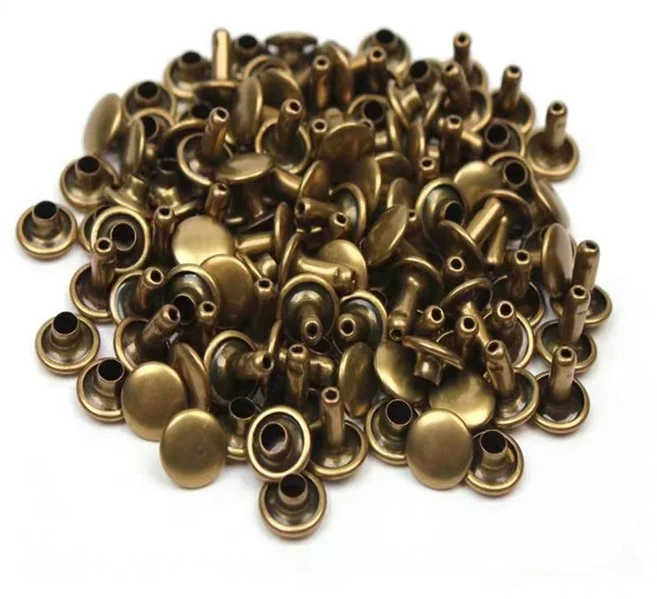 100sets 6-8mm 금속 더블 캡 라운드 리벳 스터드 충돌 네일 스파이크 락 가죽 공예 신발 벨트 의류 팔찌 DI, Nickel, 8 x 8mm, 1개