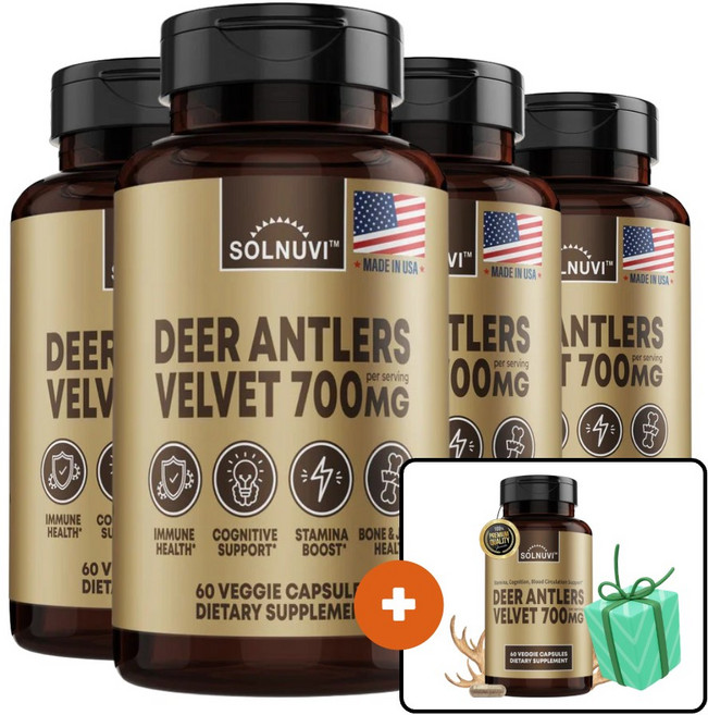 [정품 마이비타랩 4+1이벤트] 러시아 녹용 캡슐 상대 700mg 60정 프리미엄 솔누비 미국제조, 4개, 60회분