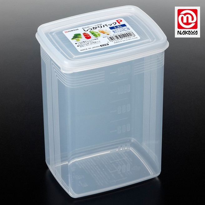 일본 나카야 밀폐용기/찬통/보관용기, P-사각 1300ml, 5개