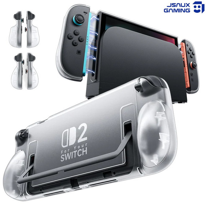 닌텐도 스위치2 케이스 JSAUX 에르고 투명 그립케이스, 화이트투명, 1개