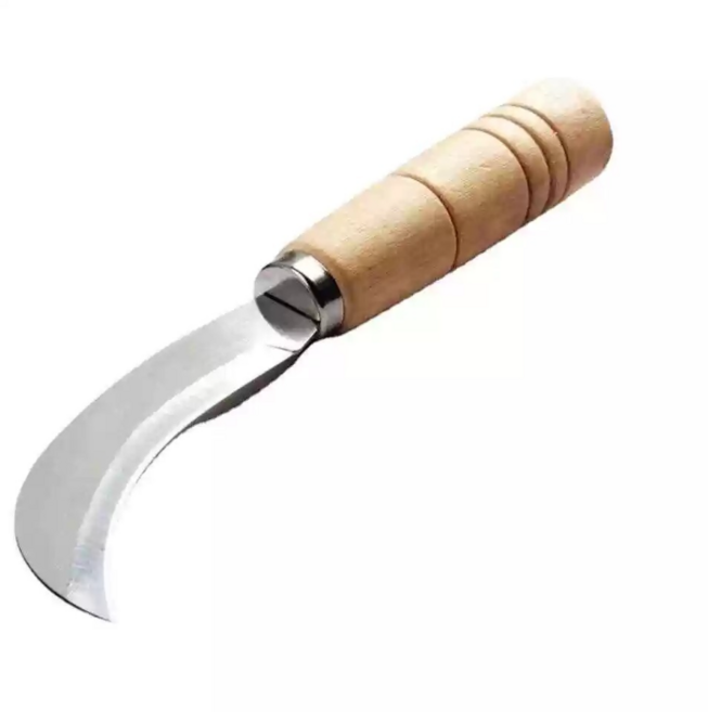 스테인리스 미니 곡도 다용도 과일 채소 칼, 9cm 블레이드, 두꺼운나무손잡이 소형 마체테, 1개