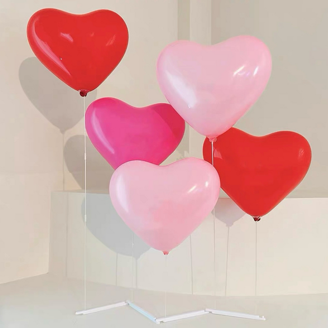 파티앤온 하트 풍선 생일파티 일자형 스탠드 세트, 레드3p+푸치샤2p+핑크3p