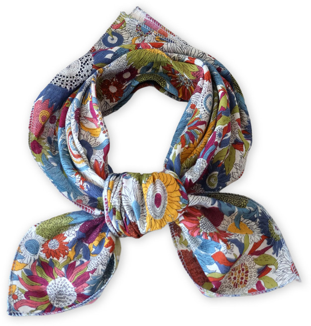 메리앤유 보태닉 프린팅 거즈 면소재 쁘띠 사각 스카프 손수건 국산