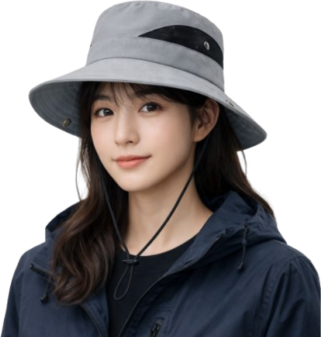 비렌스 베이직 등산 낚시 메쉬 모자 자외선 차단, 차콜 그레이