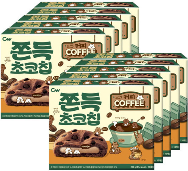 청우 쫀득초코칩 커피맛, 10개, 200g