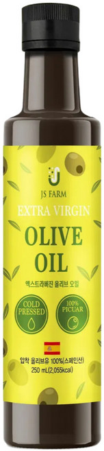 제이에스팜 스페인 냉압착 올리브오일 엑스트라버진, 1개, 250ml