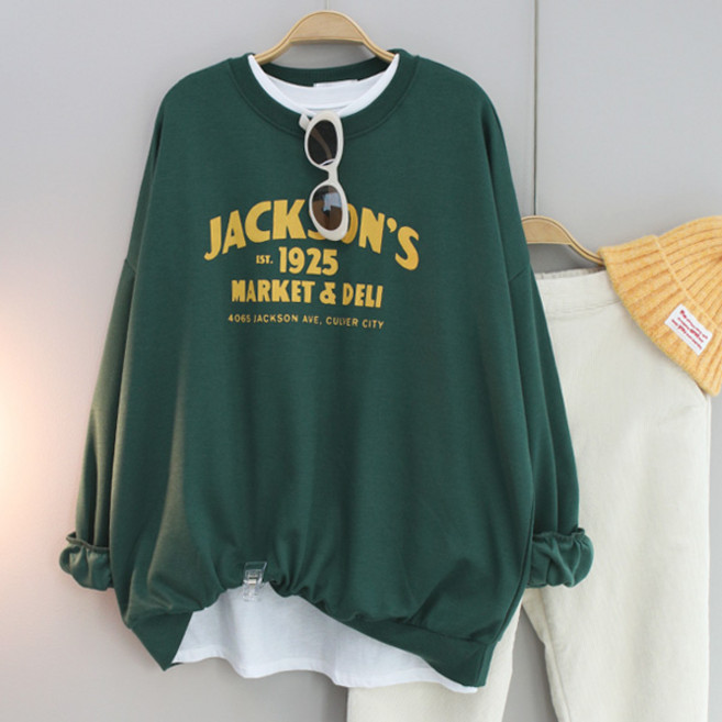 달콩 여성 빅사이즈 롱맨투맨 루즈핏 JACK레터링오버핏맨투맨