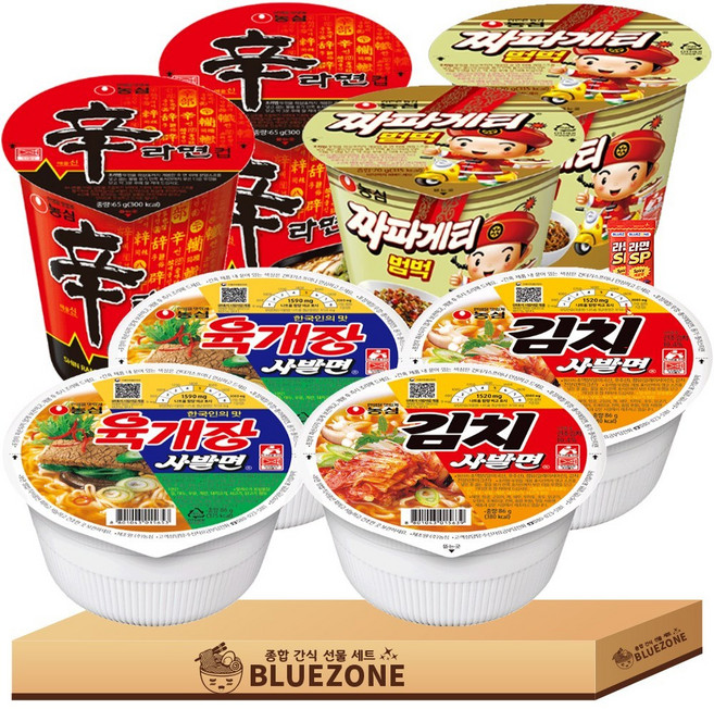 컵라면 소컵 A세트 신라면2개 육개장2개 김치육개장2개 짜짱범벅2개 라면스틱2개, 1박스