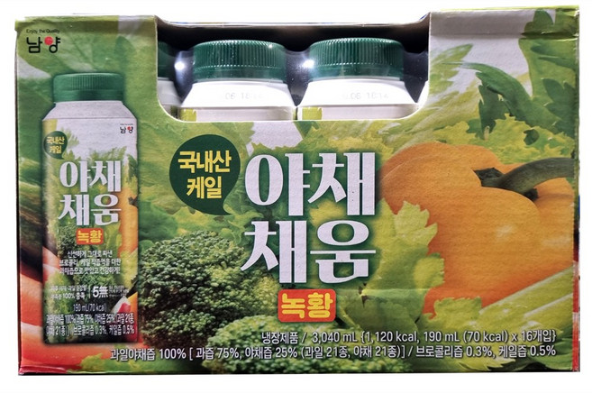 남양 야채채움 녹황 190ml x 16개/아이스포장, 16개