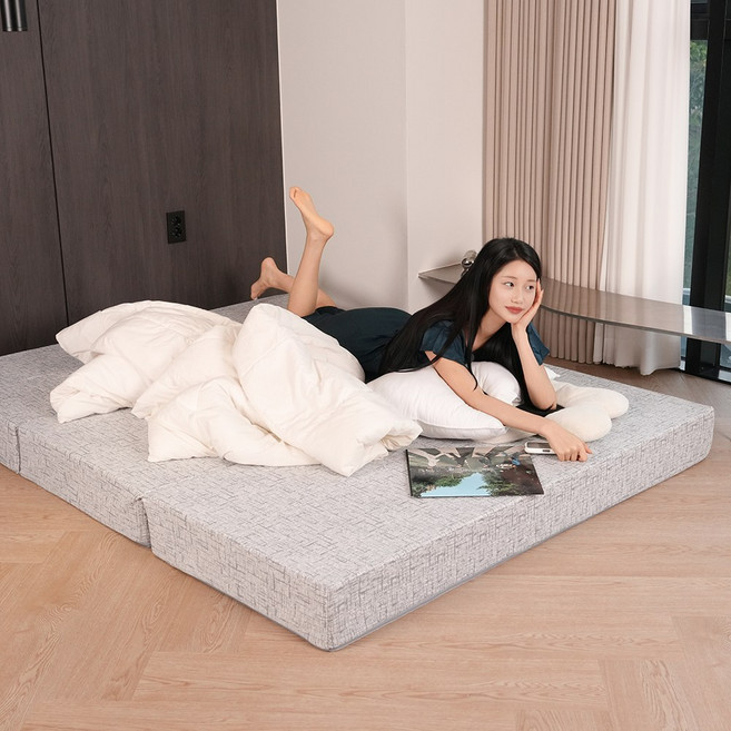 라이프슬립 3단 접이식 매트리스 고밀도 국산폼 허리 편한 고탄성폼 꿀잠 토퍼 국내생산