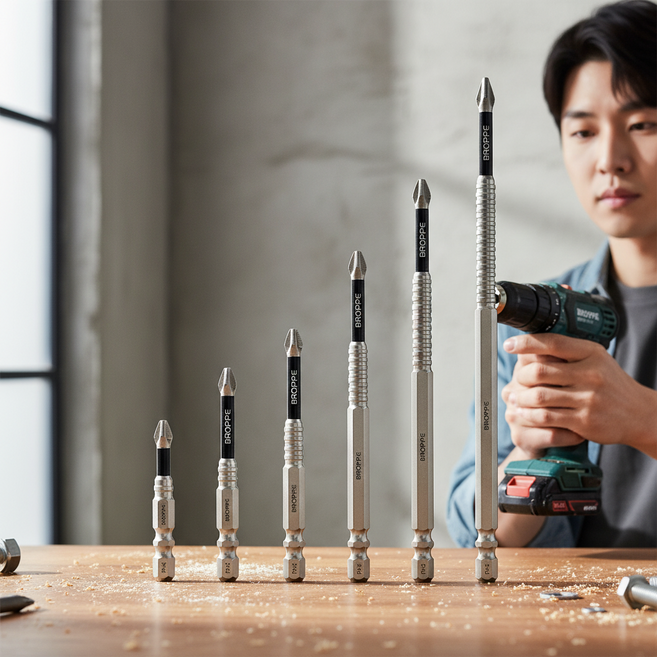 전동 드릴 자석 십자 비트 세트 6p 강력 고정 탄소강 임팩트 롱 6종 구성, 단품, 1개