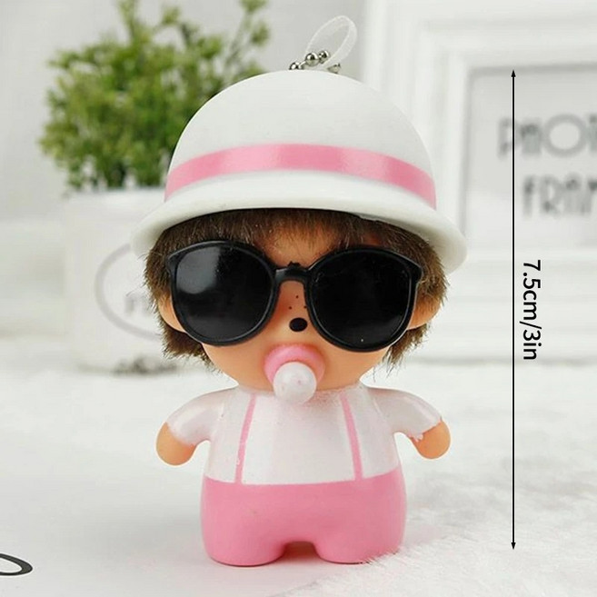 몬치치 미니 피규어 키링 자동차 장식 카와이 인형, S11